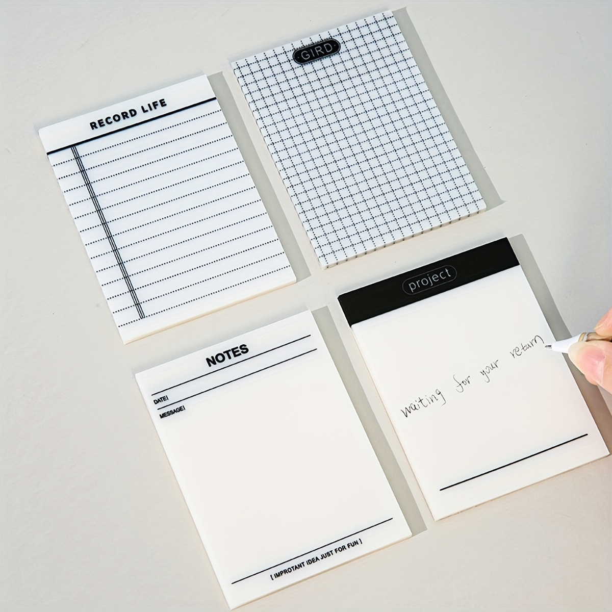 4pcs Pet Multifunctional Translucent Sticky Notes Marking Stickers Planning Notes Grid Record N Times Paste