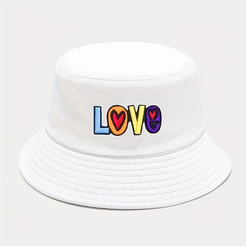 Mens Bucket Hat Love Embroidered Fisherman Hat