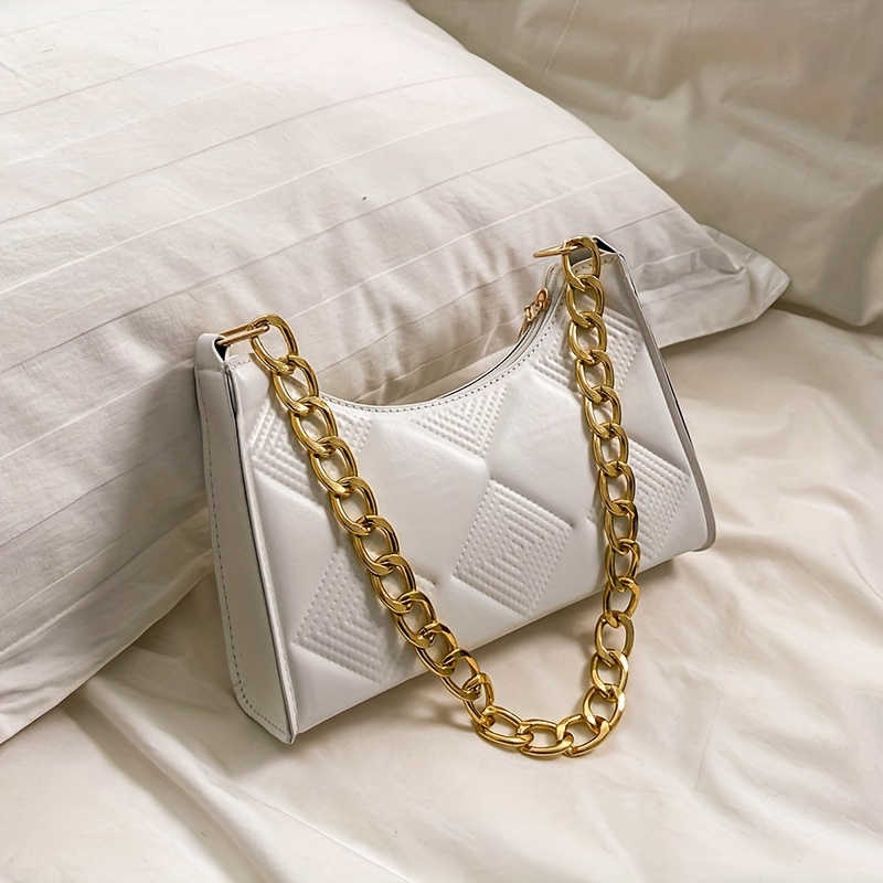 Fashion Quilted Shoulder Bag Trendy Solid Color Underarm Bag - Temu ...