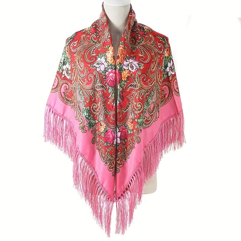 Bohemian Tassel Wrap Vintage Square Large Blanket Scarf