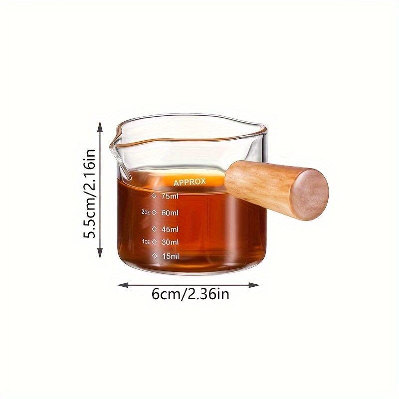 Double Spout Espresso Shot Glass with Wood Handle Espresso Glass