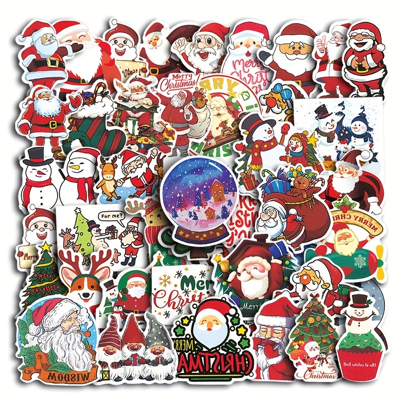 50pcs Christmas Graffiti Stickers For Mobile Phone Water Cup Computer  Decorative Stickers Santa Claus Gifts Self-adhesive Stickers