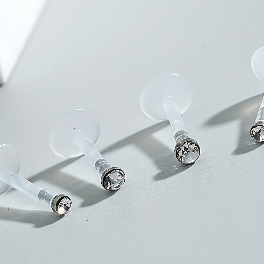 4pcs Crystal Acrylic Lip Nail Ring Set