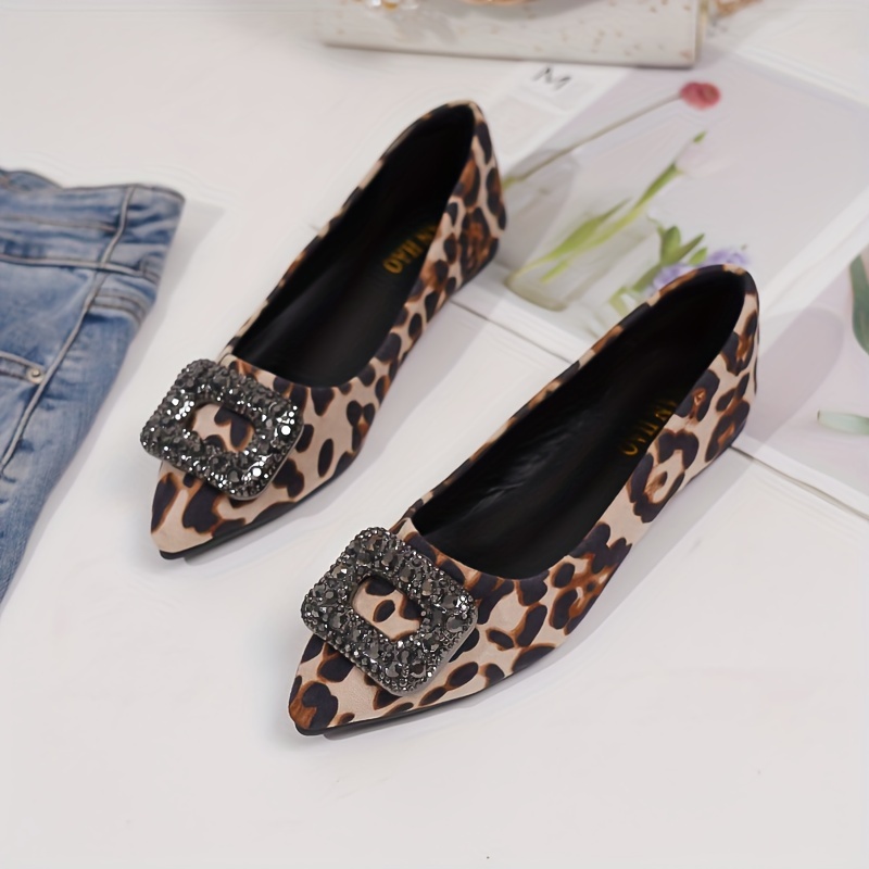 Zebra Print Buckle Round Toe Flats