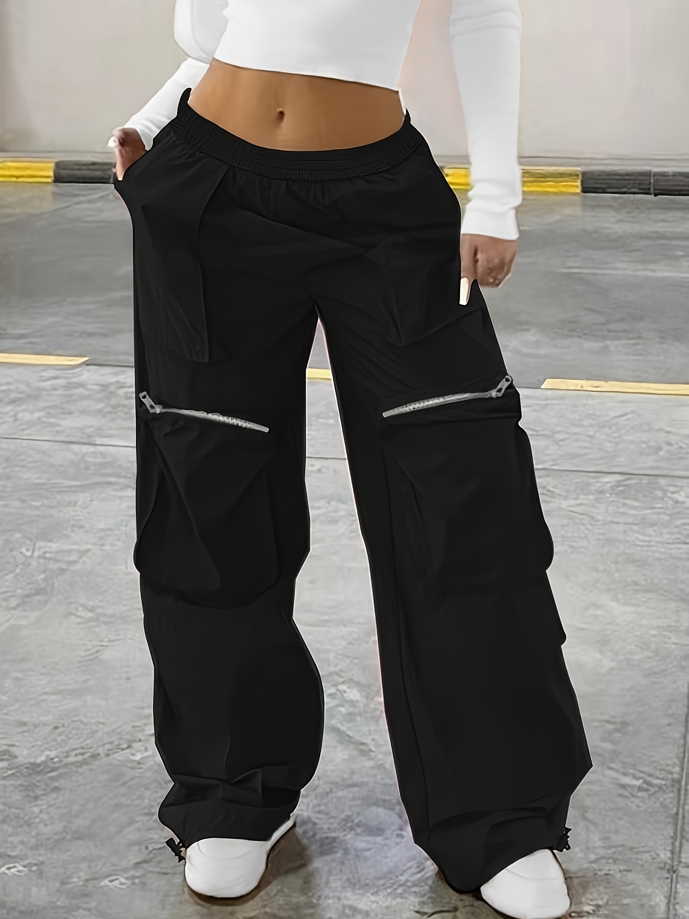 Plus Size Casual Pants Women's Plus Solid Elastic High - Temu Philippines