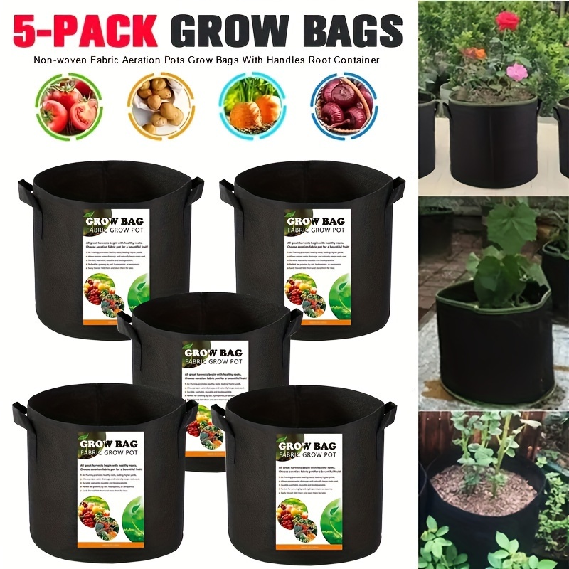 5-Pack 5 Gallon 7 Gallon 10 Gallon Grow Bags, Aeration Fabric Pots with  Handles - China Garden Grow Bag and Planting Bag price