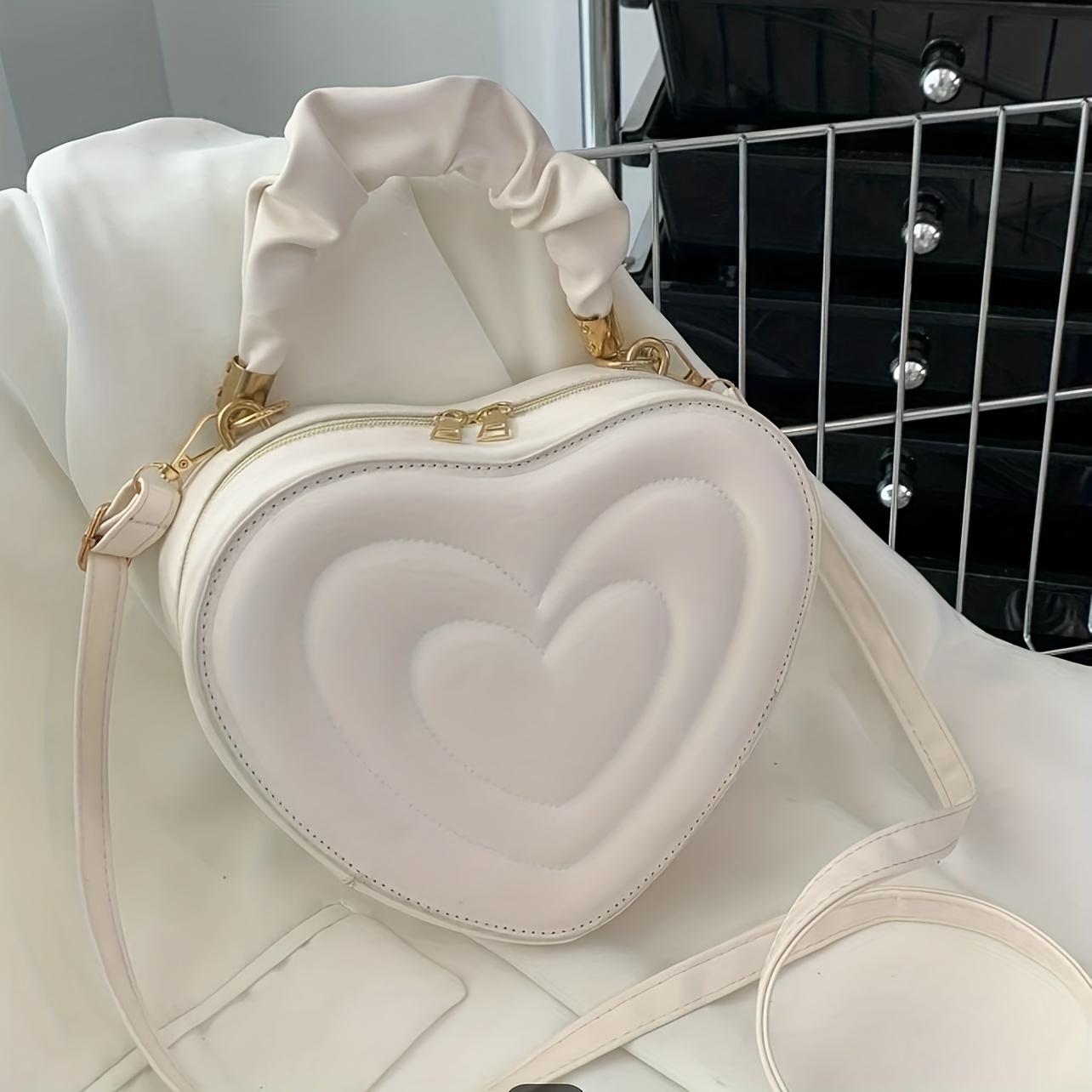 Color Block Crossbody Bag Fashion Heart shaped Metal Tassel - Temu