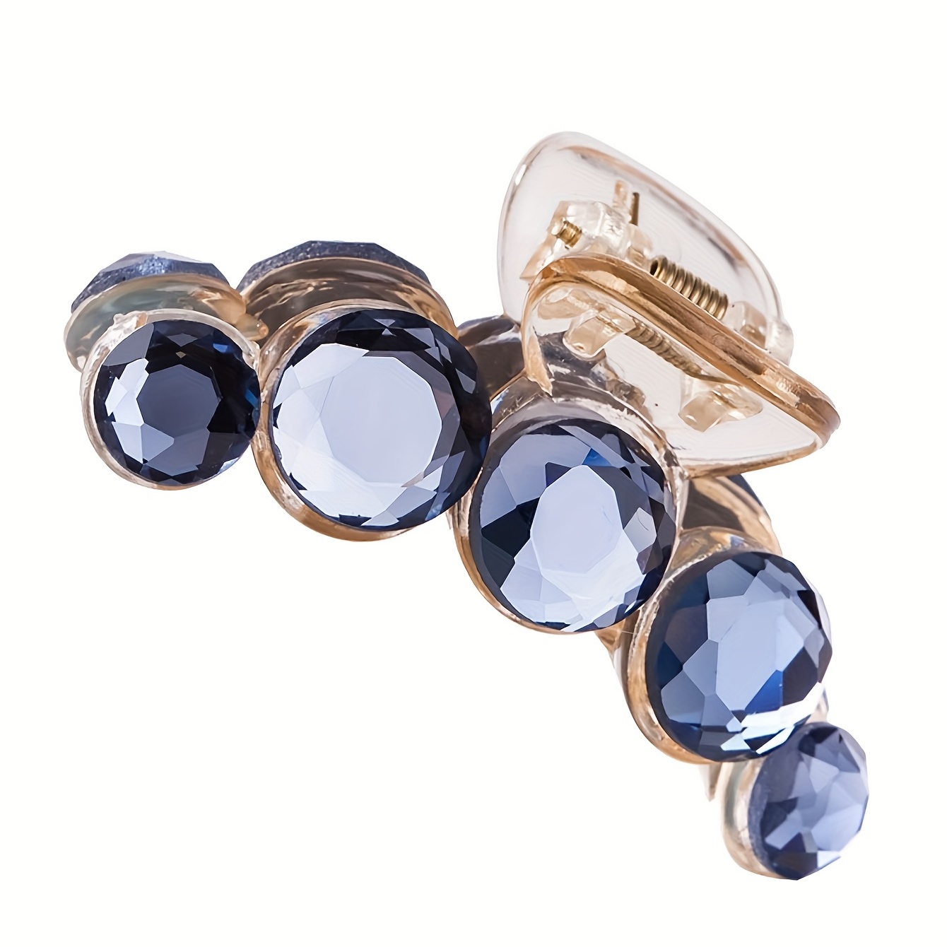 Image of 1pc/2pcs New Popular Elegant Blue Sparkly Medium Hair Claw Clip 2.76 Inch Durable Ponytail Holder Ideal For Travel Washing To School Gift For Perfect For Thin Hair Hair Ornament