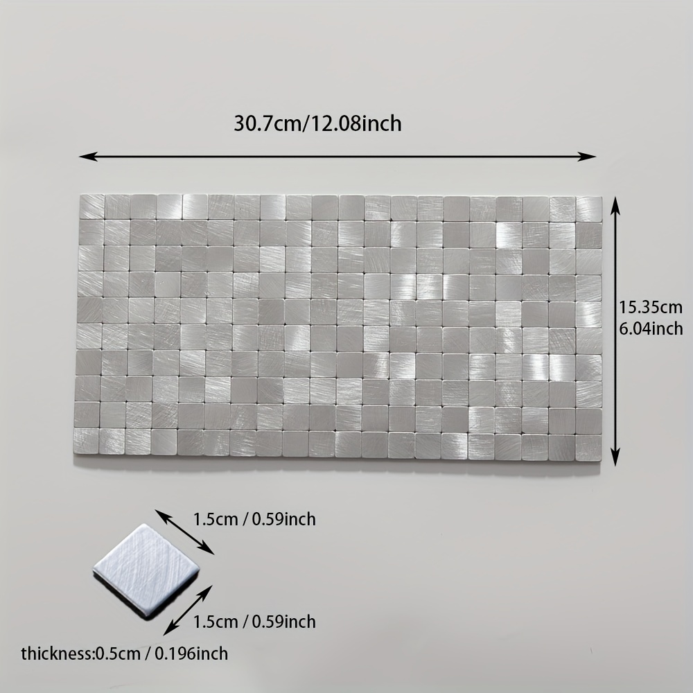 Brushed Stainless Steel Mosaic Backsplash Wall Tile Peel and Stick Genuine  Metal