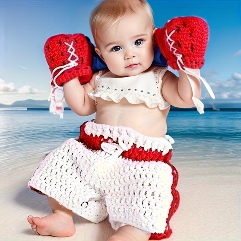 Baby Fisherman Outfit Knit Crochet Baby Girl Newborn Photo Prop