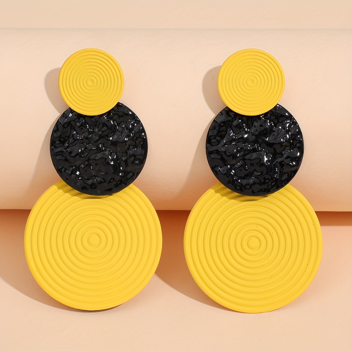 Geometric Round Dangle Earrings Unique Statement