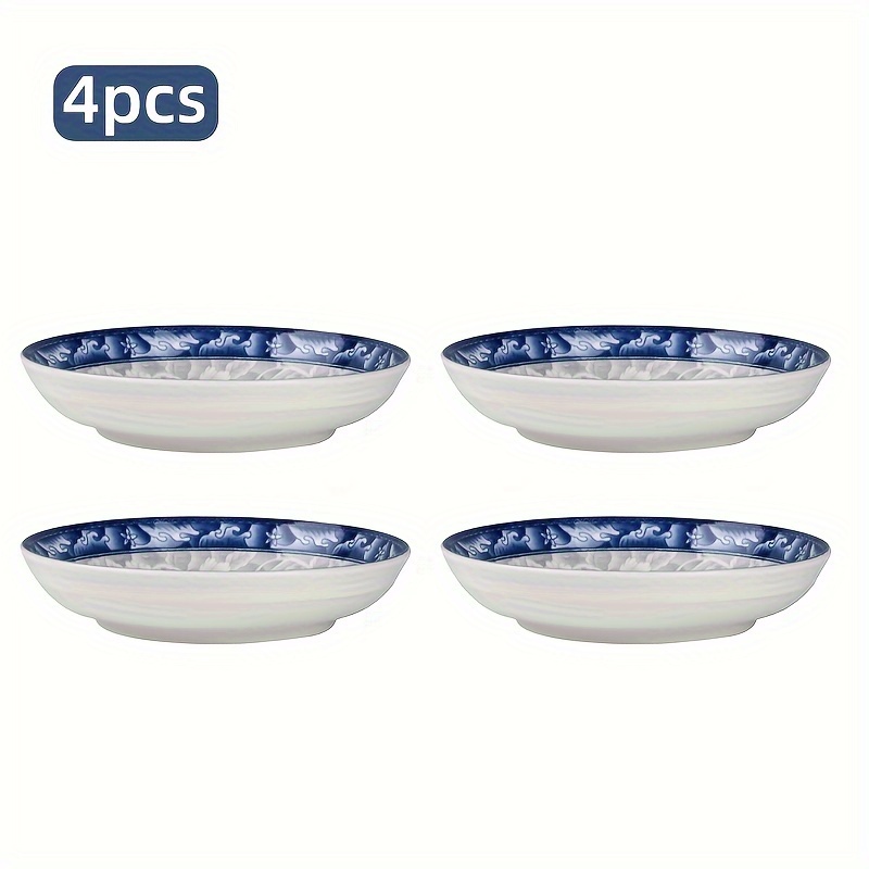 Image of 4pcs Set Of Large And White Vegetable Plates, Western-style Dining Plates, Chinese Minimalist Round Plates, Microwave-safe