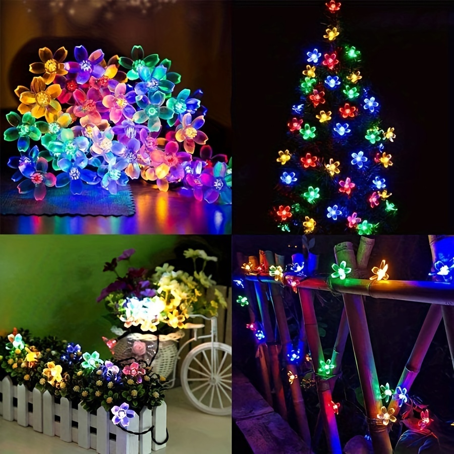 1pc 16 4ft 5m 20led solar led cherry blossoms fairy lights string waterproof outdoor lamp for christmas holiday party decoration included 2m wire halloween christmas decorations details 7
