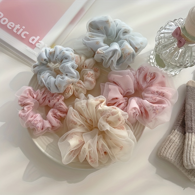 Double-layer Lace Flower Hair Rope Ponytail Holder Hair Ties Sweet Headwear  1PCS