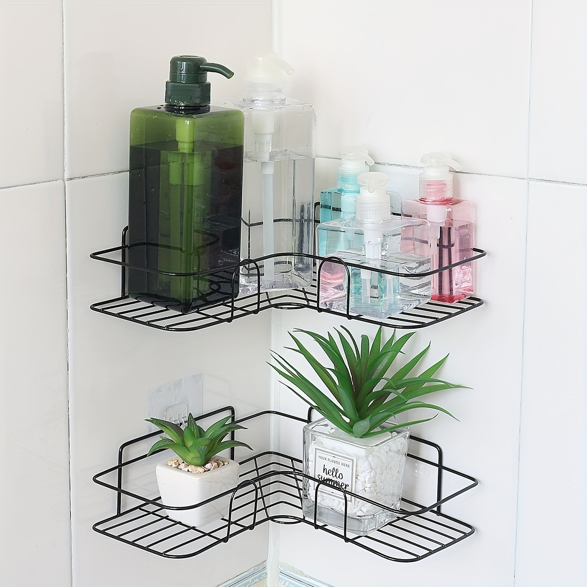 Corner Shower Shelves Glass Bathroom Storage Rack Shower - Temu