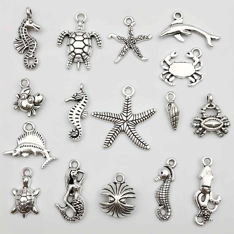 Vintage Silver Charms For Jewelry Making Set Starfish From