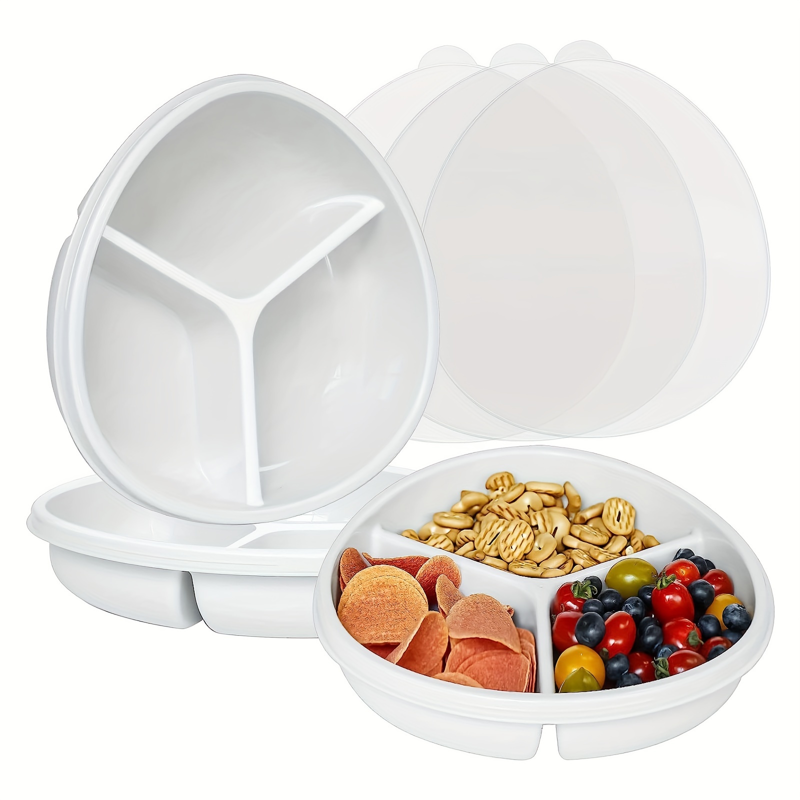 Plain Plastic Food Grade 6 Compartment Plate With Lid, For Hotel