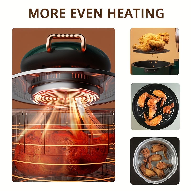 7.3 Quart Air Fryer Oven, Large Capacity, Multifunctional Electric Air Fryer  With Temperature Control, Reliable Mechanical Knob, Glass Lid Visible Air  Fryer, Non-stick Pan And Dishwasher Safe Removable Round Basket - Temu