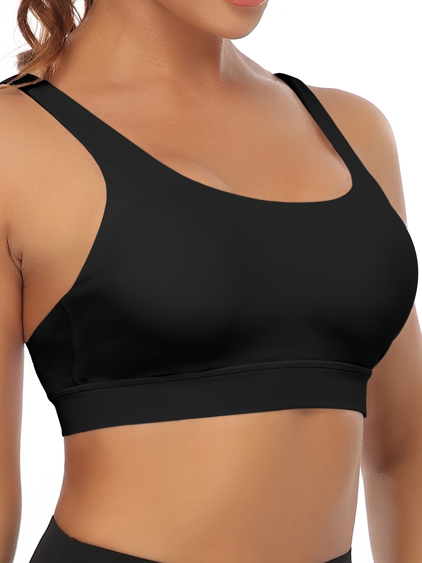 Solid Criss cross Back Sports Bra Seamless Removable Chest - Temu