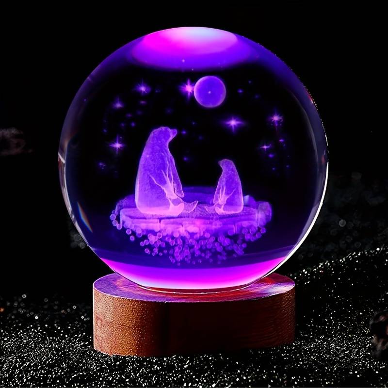 3d Axolotl Laser Engraved Crystal Ball Lamp, Multi-coloured Night Light ...