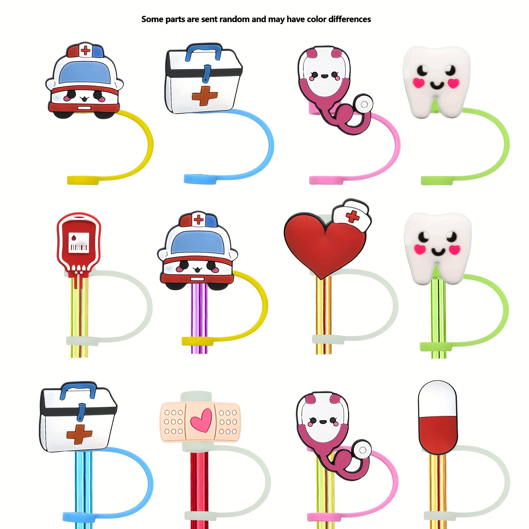 12pcs Straw Covers Nurse Straw Covers Medical Silicone Straw Tips