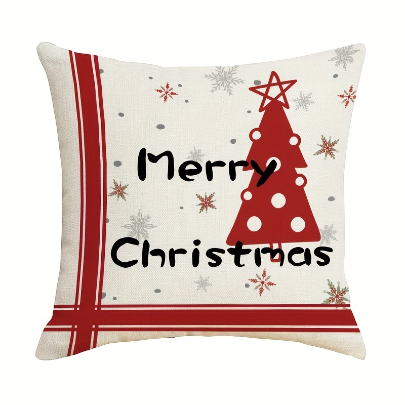 Christmas Red Snowman Landscaping Christmas Tree Bell Throw Pillow Cover  Home Sofa Cushion Cover Linen Blend Letters Car Pillow Home Pillow Insert  Not Included - Temu