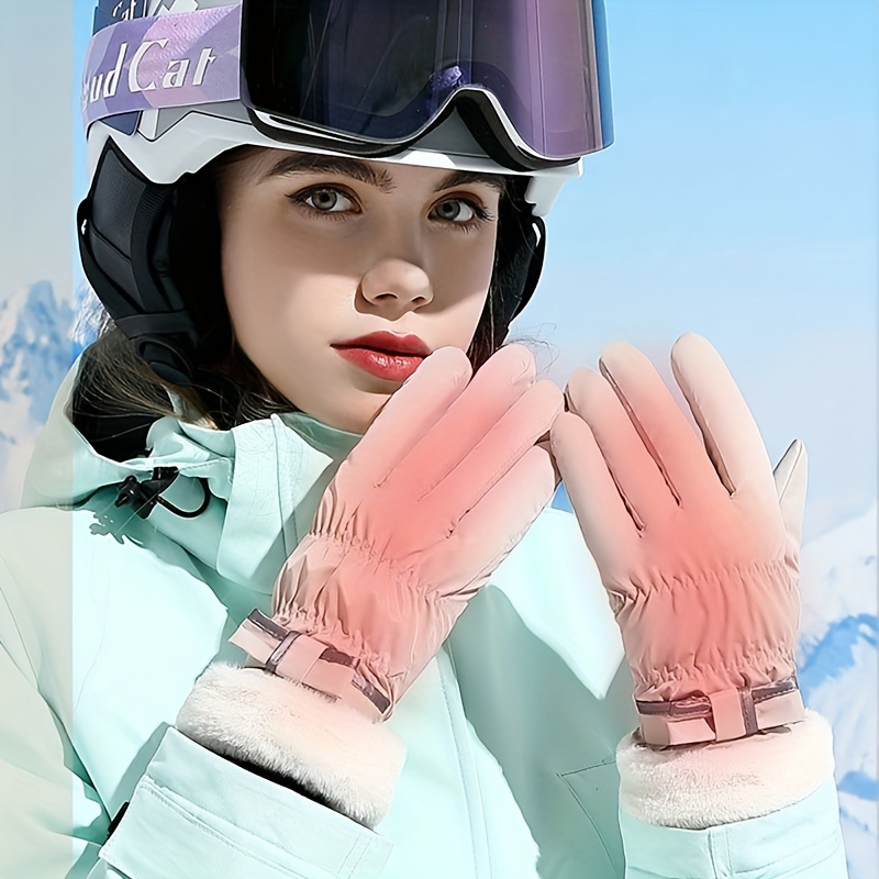 Guantes de esquí impermeables para mujer, guantes de nieve con