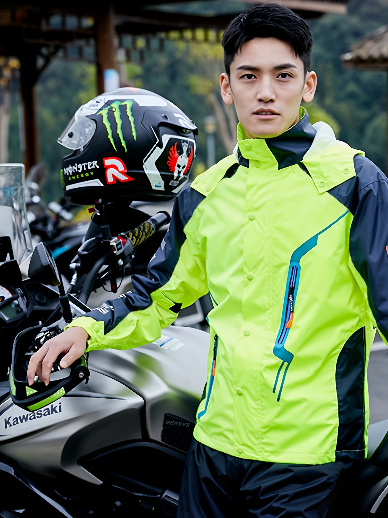 Chubasquero impermeable para motociclista, traje de Motocross, pantalones  de lluvia, chaqueta de lluvia dividida, hombre y mujer