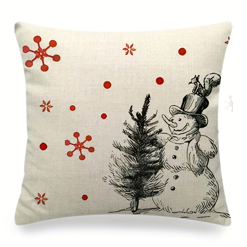 Snowman Pillow Cover Set - 4 Pcs, 18x18 Inches, Winter Christmas