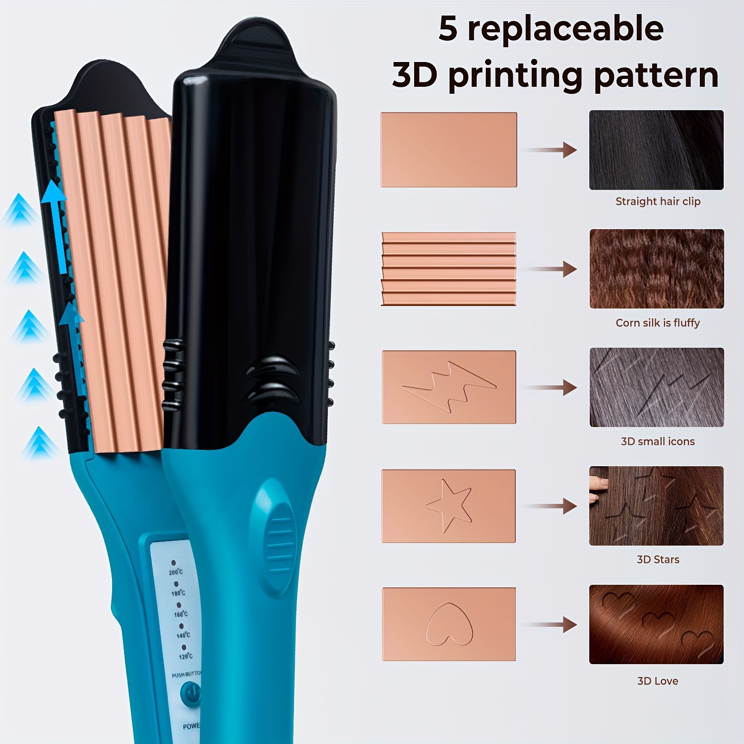 3d Image Hair Imprinting Iron 5 Plates Hair Straightening - Temu