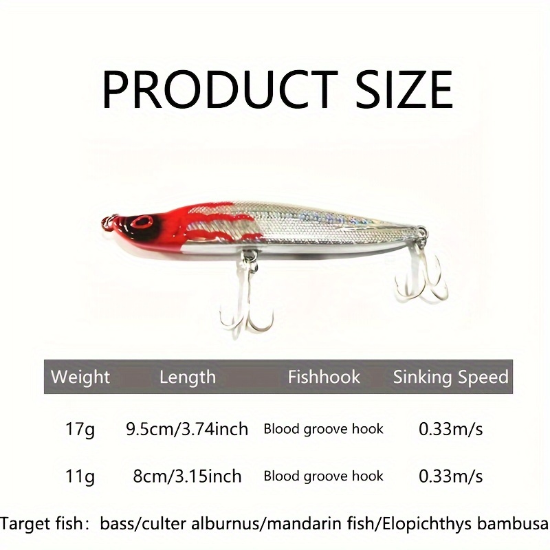 Pencil Lure Treble Hook Bass/minnow/ Perch Accessories Sea - Temu