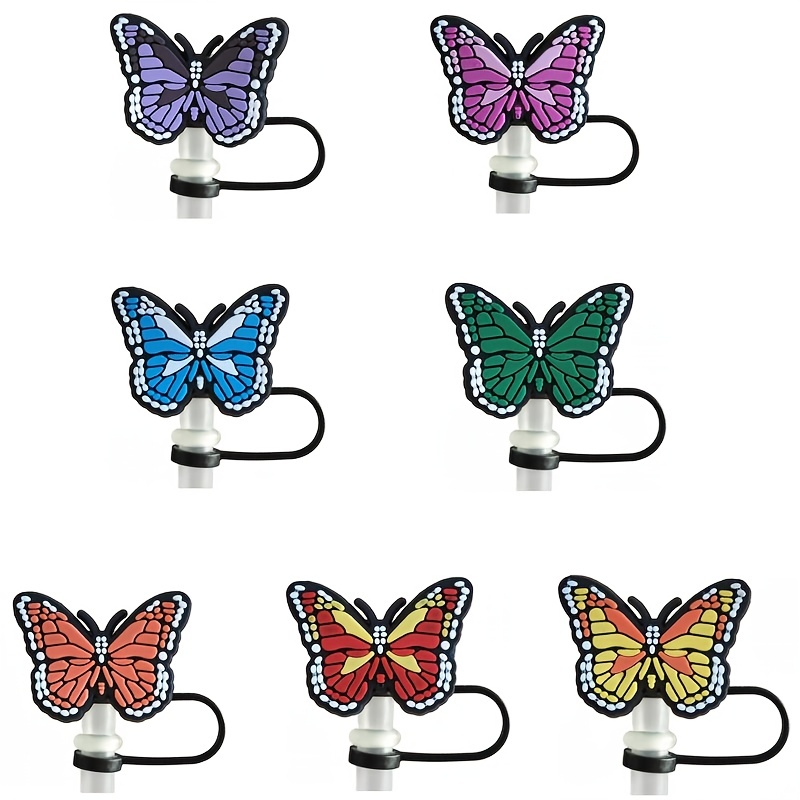 Straw Tips Cover Reusable Straw Toppers Butterfly Silicone - Temu