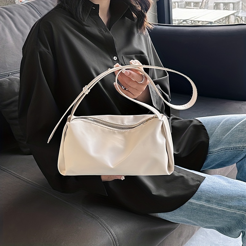 Magnet Zipper Shoulder Bag Soft Pu Leather Crossbody Bag Geometric Pattern  Detachable Wide Strap Bucket Bag, Shop On Temu And start Saving