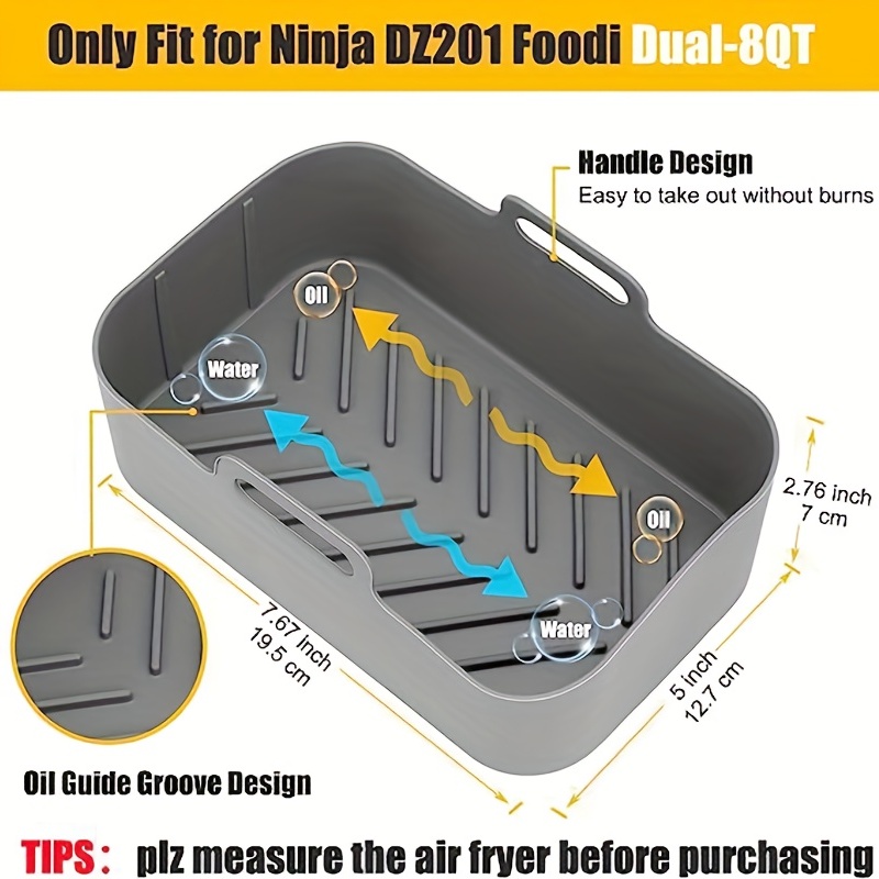 2pcs Air Fryer Silicone Pot for Ninja Foodi Dual DZ201,Reusable