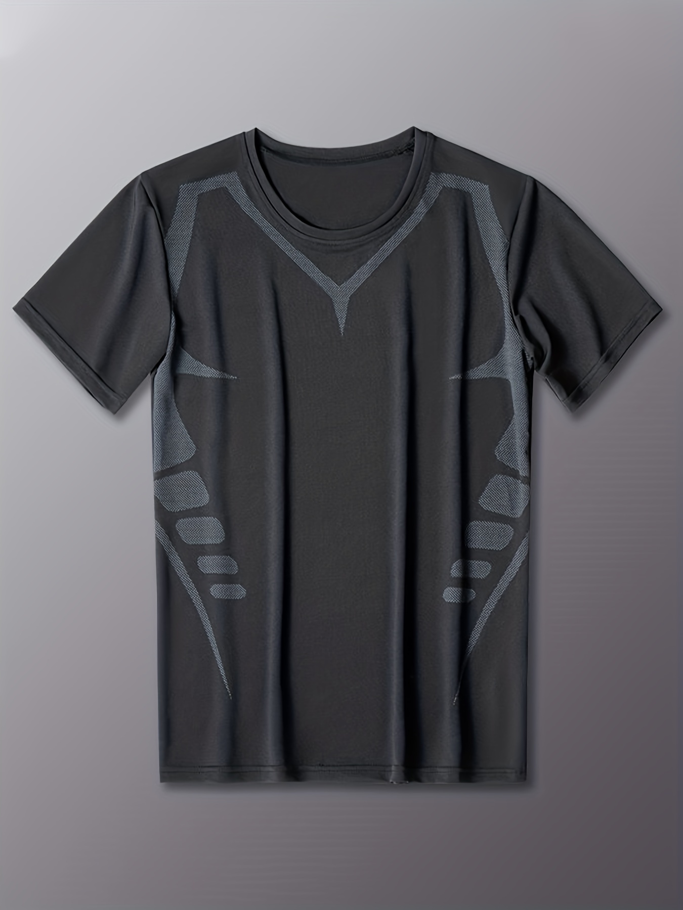 Men's Solid Sports T-shirt Quick Dry Breathable Tee Top