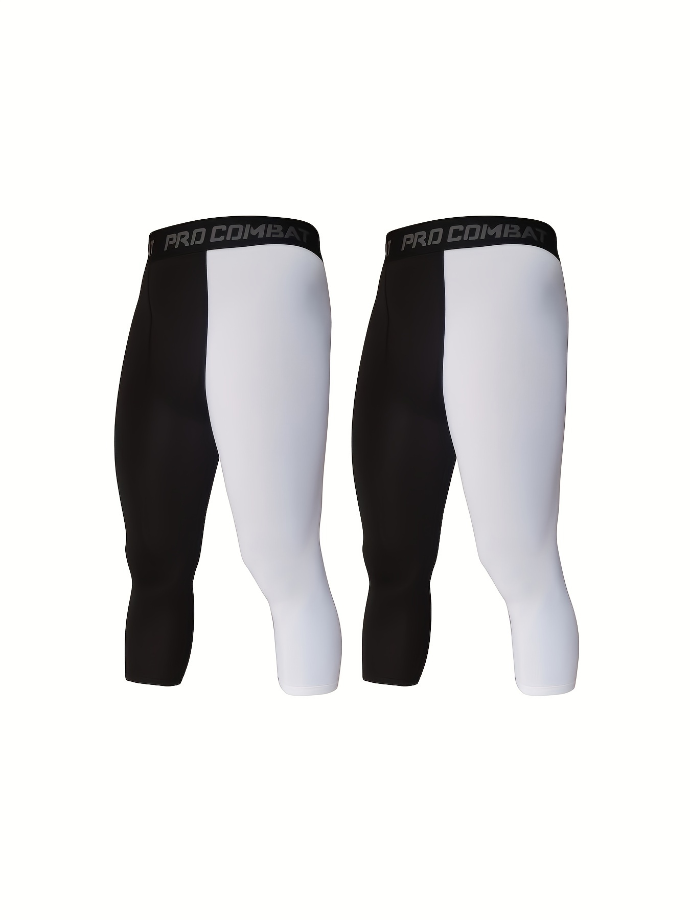 Men's White Black Color Block Bottom Leggings Active Quick - Temu