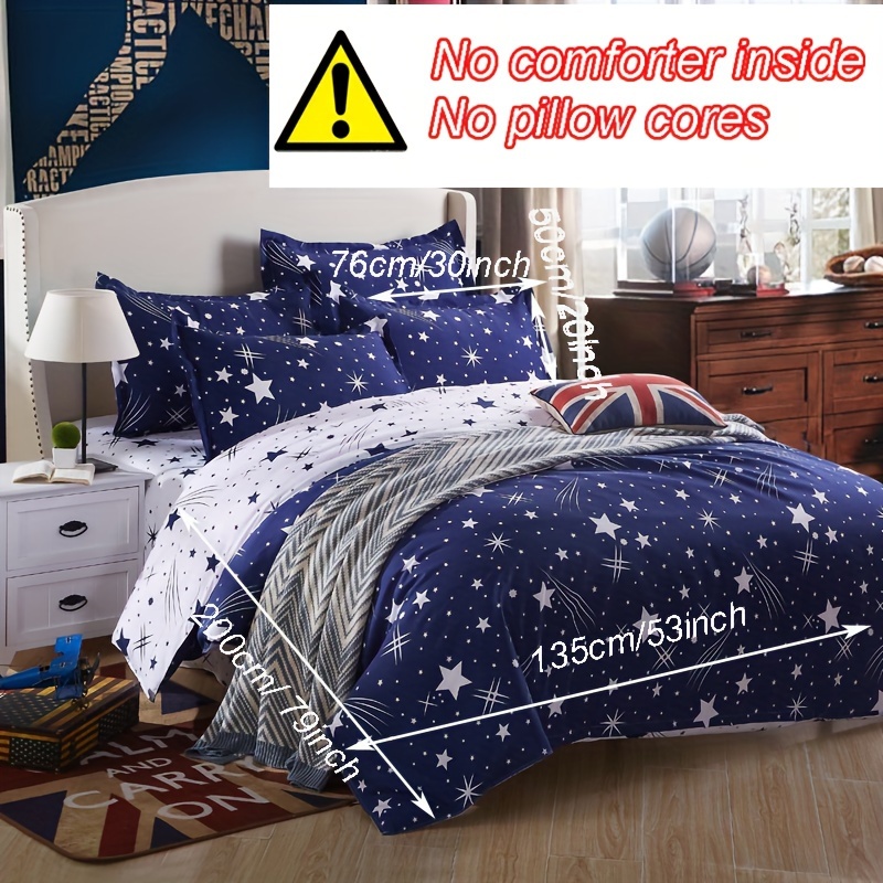 3pcs Duvet Cover Set, Star Pattern Washable Microfiber Bedding Set, Soft Comfortable Duvet Cover For Bedroom Guest Room Dorm Decor (1*duvet Cover + 2*pillowcase, Without Core)
