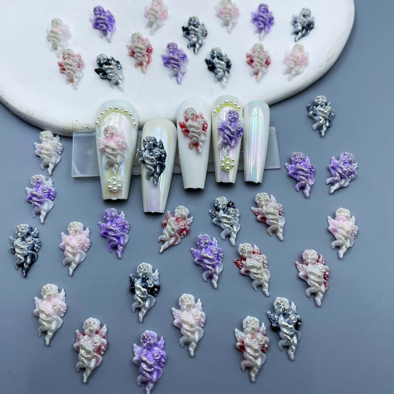 3d Angel Wings Nail Charms Resin White Wing Nail Art Charms - Temu