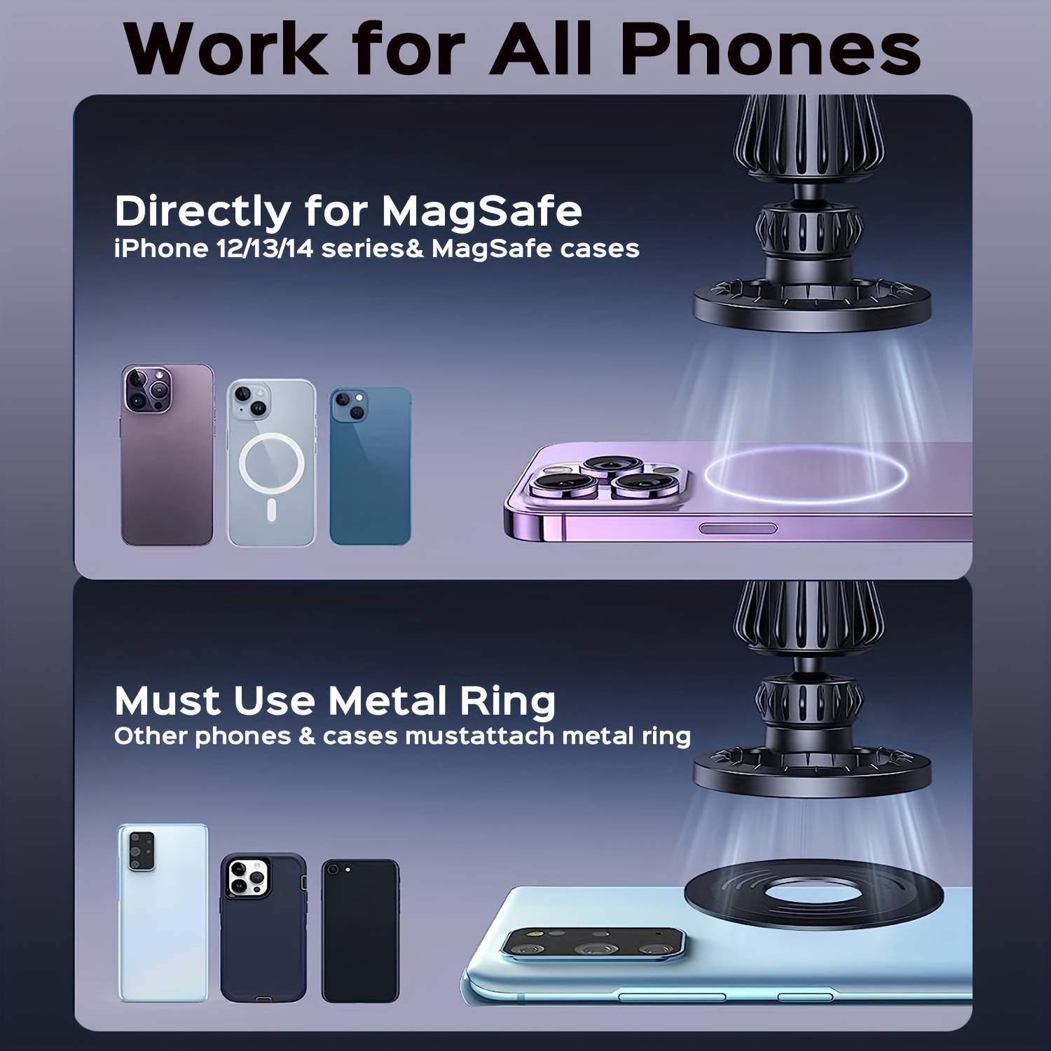 XDeer Handyhalterung Auto Magnet Kompatibel mit MagSafe Autohalterung Handy-Halterung,  (Magnet KFZ handyhalterung 3M Kleber für iPhone 14 13 12)