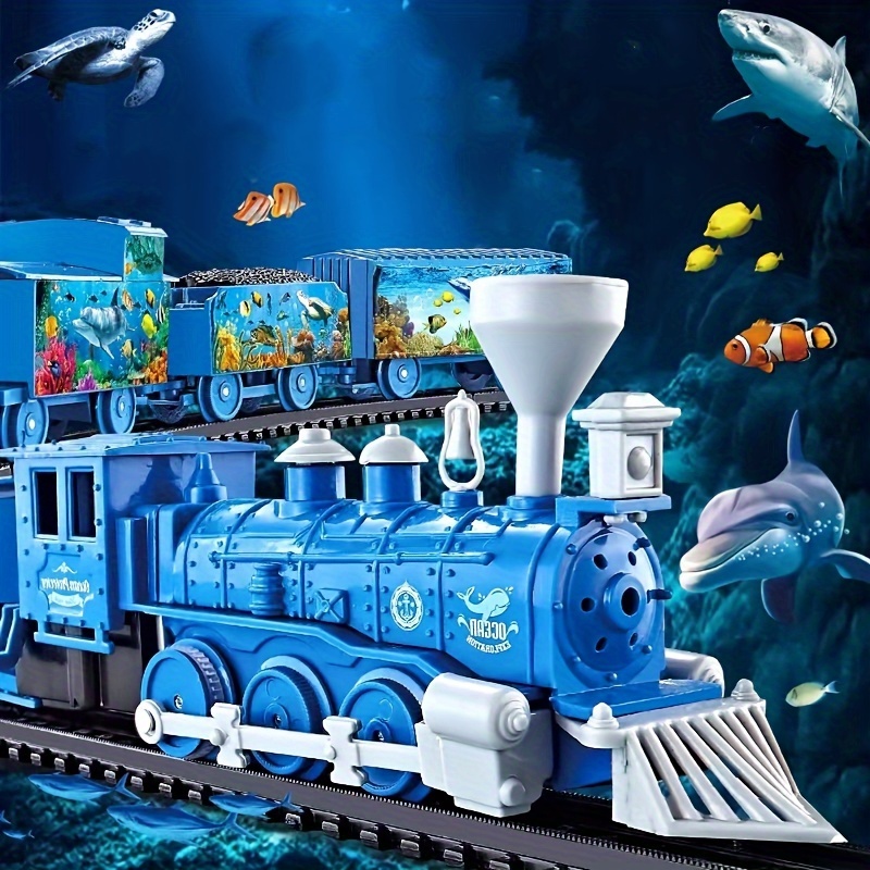 JUQU - Juego de tren eléctrico para niños pequeños, juguetes clásicos de  tren, motor de locomotora a batería con sonido y luces, 3 autos y 10  pistas