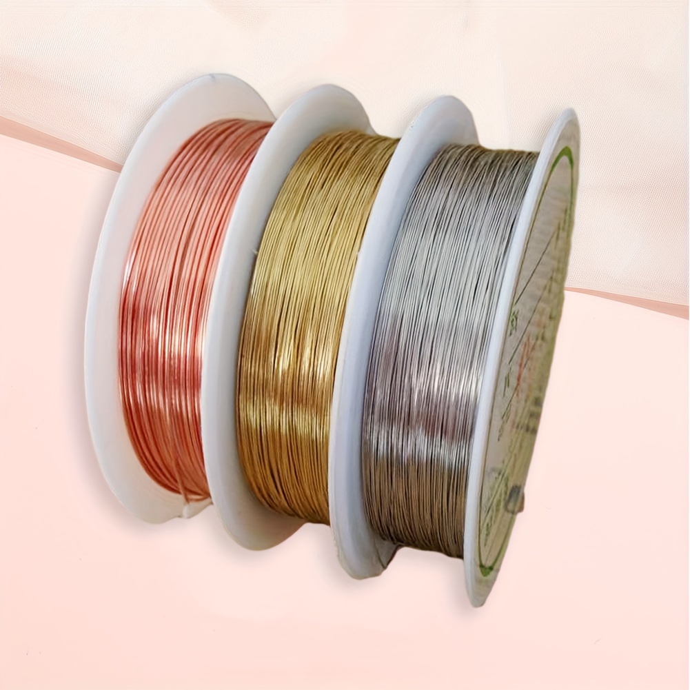 2 rollos de alambre de acero inoxidable de 0.012-0.039 in de color  dorado/acero inoxidable, alambre fino para manualidades para hacer pulseras  y