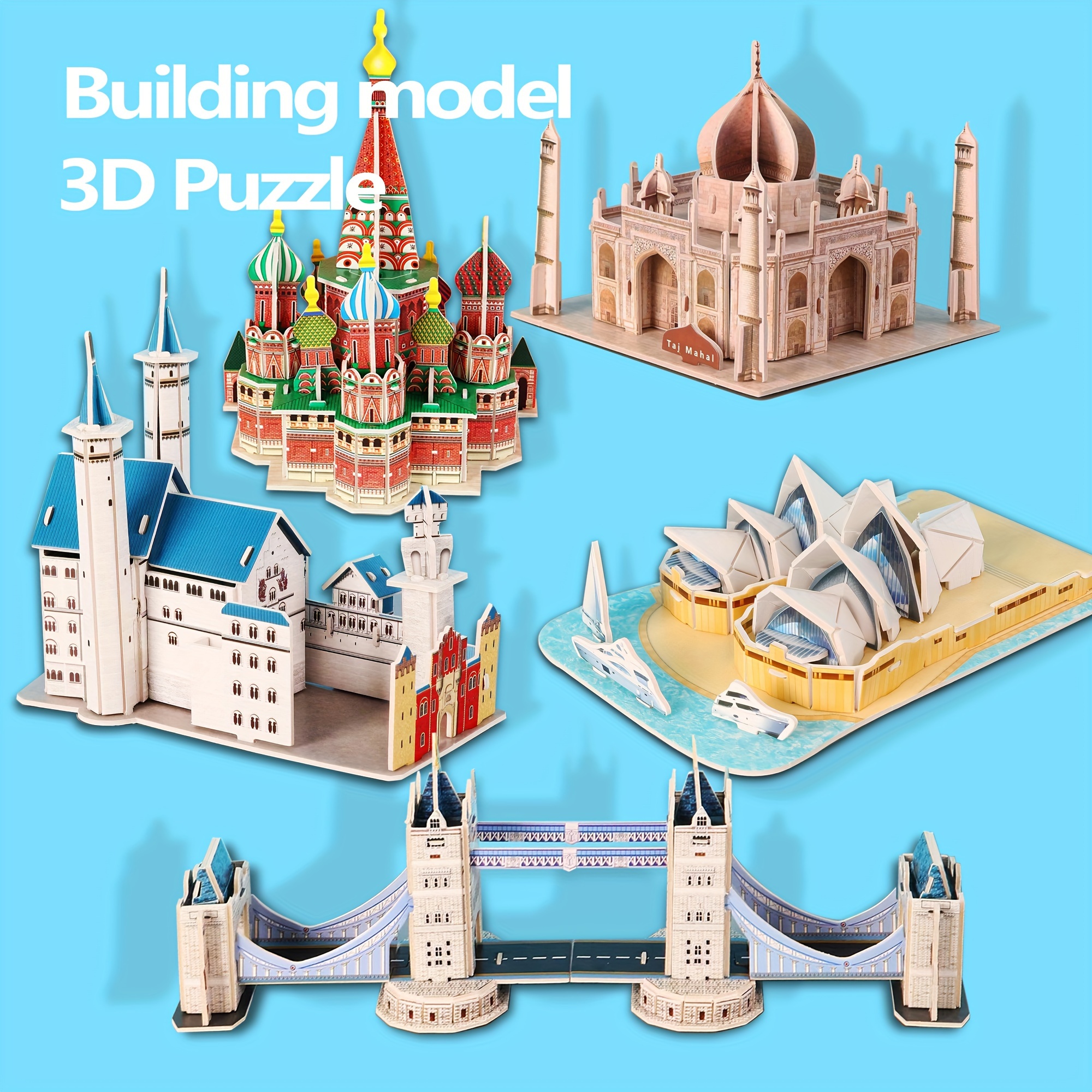 3D Puzzles for Kids World Trip Collection Toys Architecture Building Model  Kits, DIY 3D Jigsaw Puzzles Educational Fun Assembly Crafts Birthday Gift