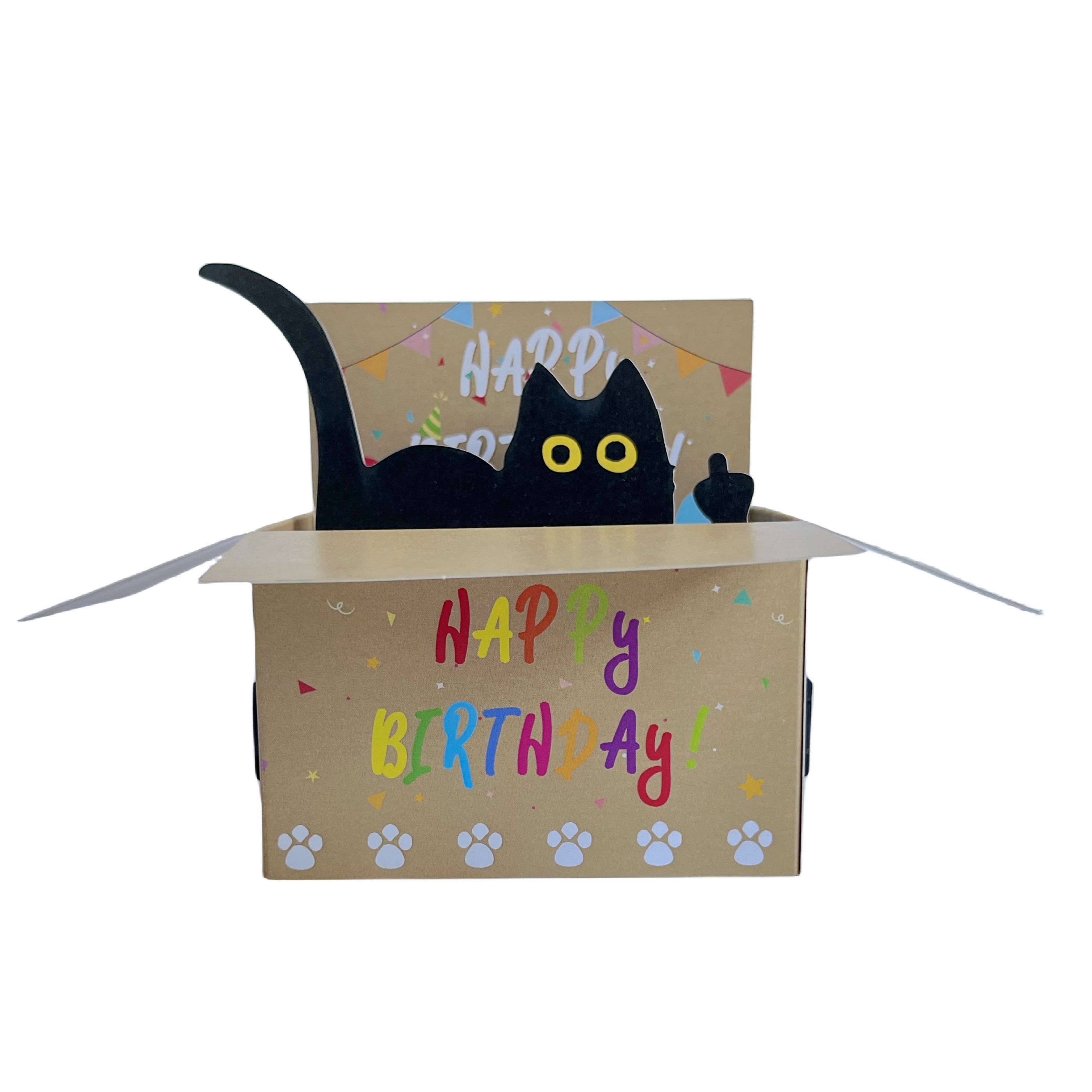 

1pc Funny Cat Looking At You In Any Time, Happy Birthday Pop-up Greeting Card With Envelope And Message Card
