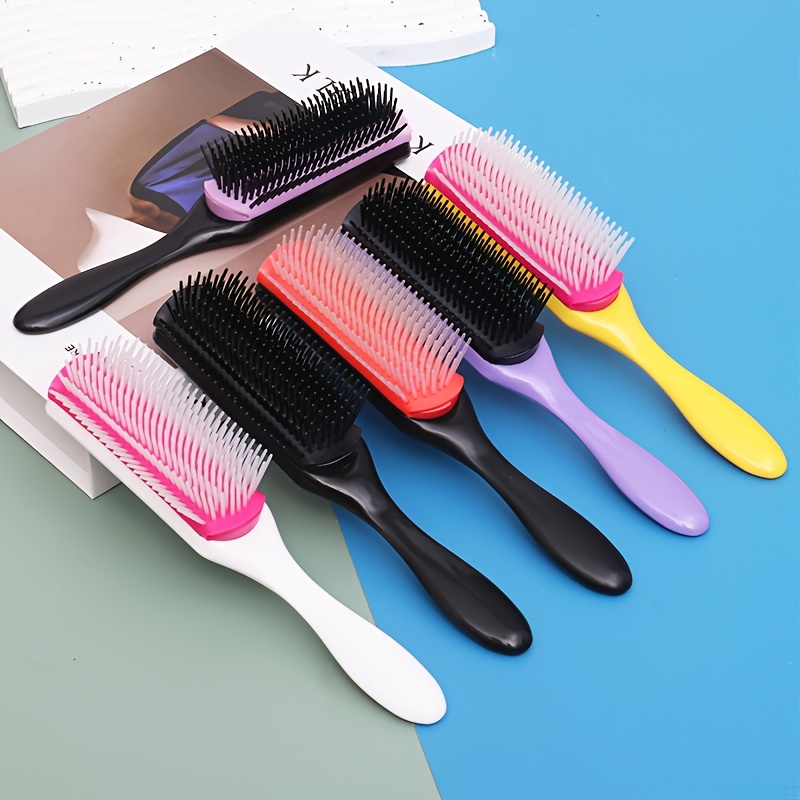 

9 Rows Detangling Hair Brush With Handle Scalp Massage Relaxation Brush Anti Static Comb Fluffy Styling Hairdressing Accessories For All Hair Type