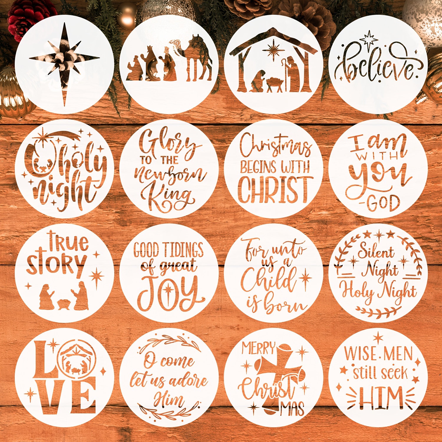 Christmas Stencils for Ornaments Stencils for Painting on Wood Small Cookie  Mini Face Christmas Stencils for Crafts Supplies Glass Christmas Tree