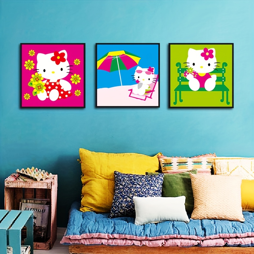 Canvas Painting Hello Kitty Art Poster - Temu