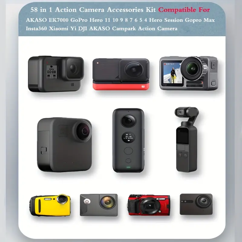 1 Action Camera Accessories Kit For Akaso Ek7000 Hero - Temu