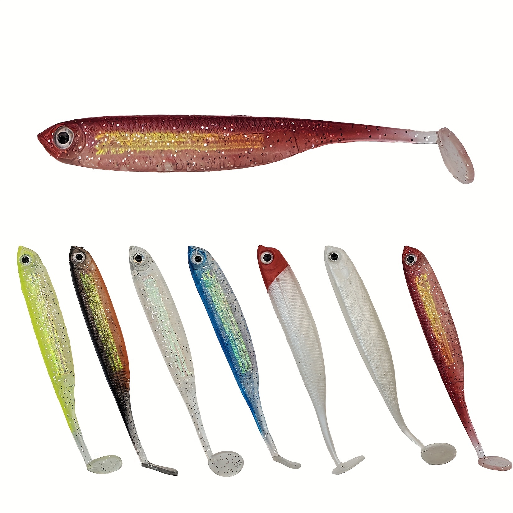 Funzhan Fishing Soft Lures for Bass Artificial Plastic Baits Paddle Tail  Swimbaits Creature Shad Proven Colors Natural Oils Portable Box for Crappie