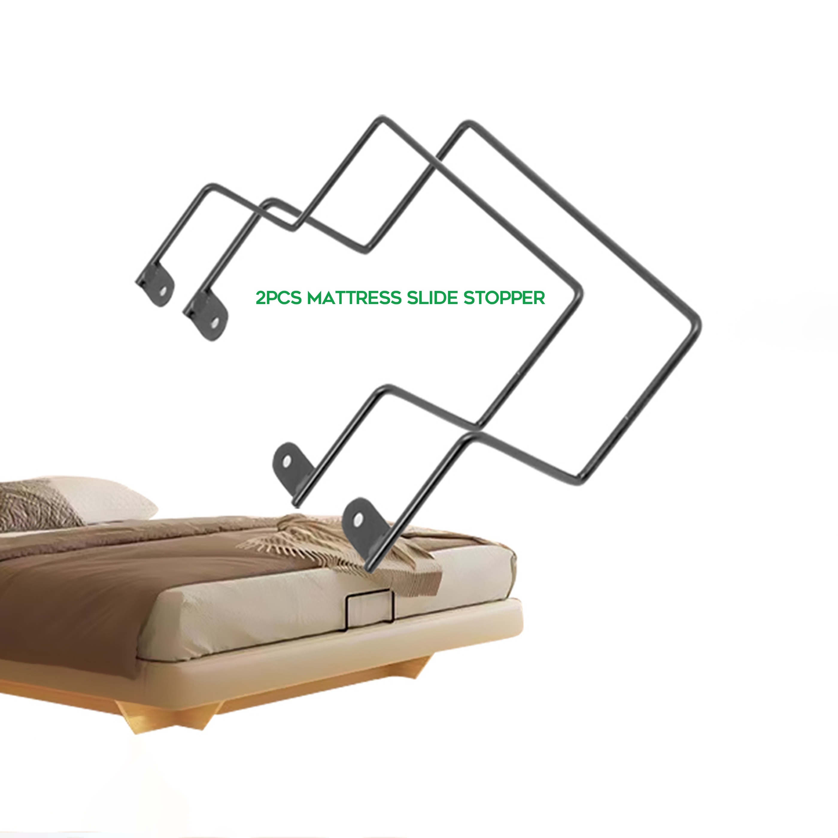 4 Pcs Mattress Slide Stopper for Adjustable Beds, Stuffygreenus Mattress  Retainer Bar Keep Mattress Stopper for Wooden Bed Frame,Sturdy Mattress