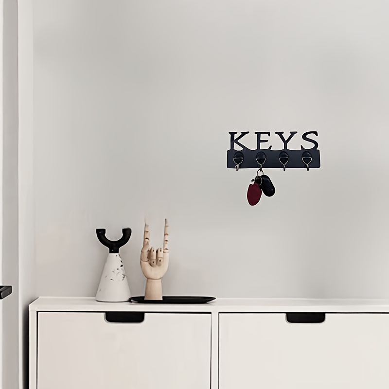 White 4-Hook Wall-Mounted Key Holder